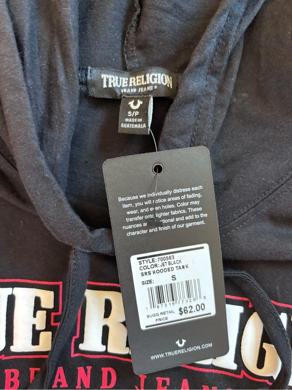 True Religion sleeveless hoodie tank
